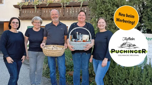 Am Freitag und Samstag im Hofladen: Iris Edlinger, Veronika, Ernst Puchinger, Sandra Pammer-Prechtl, Corina Sperl. Hofladen-Onlineshop: www.hofladenpuchinger.com 