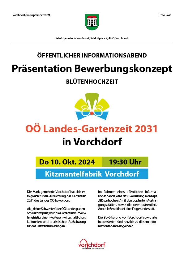 Informationsabend Gartenzeit 2031 in Vorchdorf - Präsentation Bewerbungskonzept