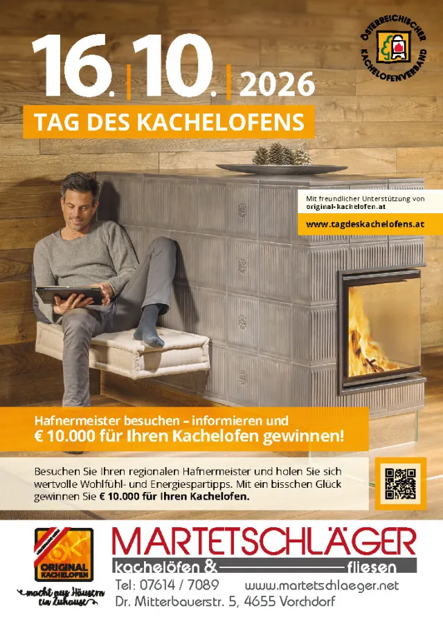 Tag des Kachelofens 16.10.2026 - bei Fliesen Martetschläger Vorchdorf