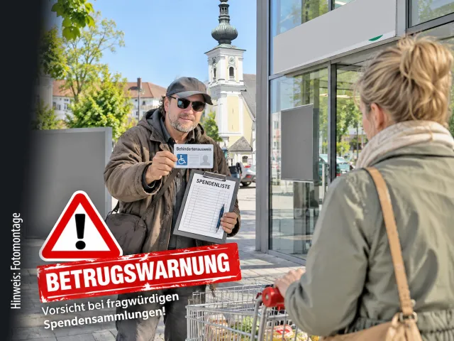 Vorsicht ist geboten - vermehrt werden Passanten angesprochen und es wird um eine Eintragung in ein Spendenregister gebeten