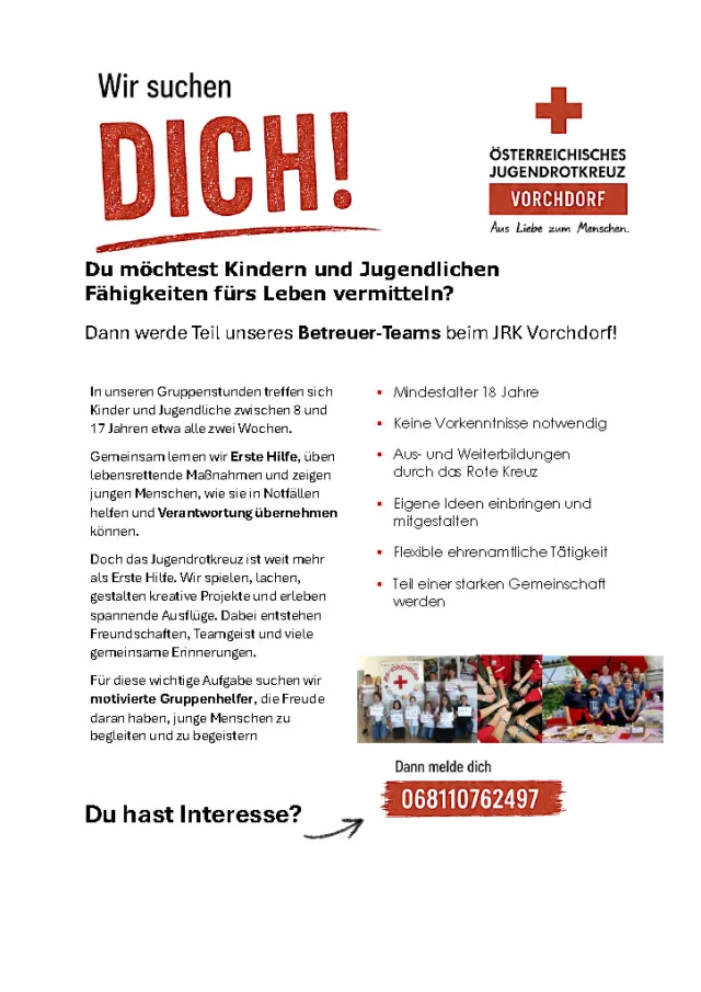 Plakat - Betreuer für JRK gesucht!