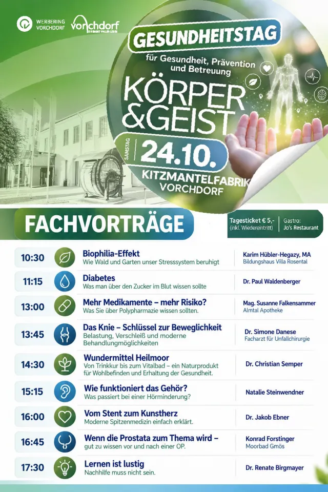 Fachvorträge beim Gesundheitstag 2026 in Vorchdorf